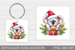 Christmas Koala Keychain. Christmas Keychain Sublimation Product Image 1