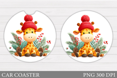 Christmas Giraffe Car Coaster. Christmas Car Coaster Design Product Image 1