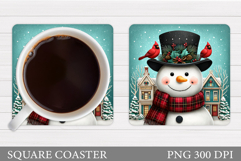 Cute Snowman Coaster. Christmas Coaster Sublimation Product Image 1