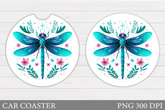 Dragonfly Car Coaster. Dragonfly Sublimation Product Image 1