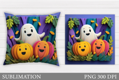 Cute Ghost Pillow Design. Cute Ghost Sublimation Product Image 1