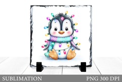 Christmas Penguin Slate Design. Cute Penguin Sublimation Product Image 1