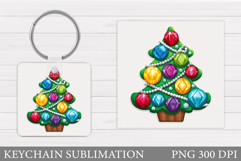 Christmas Tree Keychain. Christmas Keychain Sublimation Product Image 1