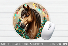 Christmas Horse Mouse Pad. Christmas Mouse Pad Sublimation Product Image 1