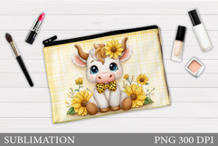Cute Cow Cosmetics Bag Design. Cow Makeup Pouch Sublimation Product Image 1