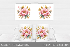 Flowers Mug Sublimation. Peony Mug Design Product Image 1