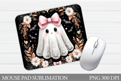Cute Ghost Mouse Pad Design. Halloween Mouse Pad Sublimation Product Image 1