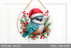 Christmas Bird Door Sign. Christmas Door Sign Sublimation Product Image 1