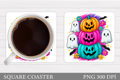 Halloween Pumpkin Coaster. Halloween Coaster Sublimation Product Image 1