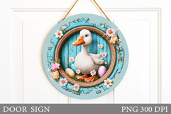 Easter Duck Door Sign Design. Easter Door Sign Sublimation Product Image 1