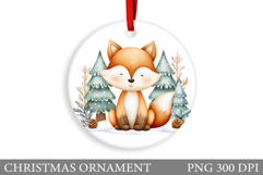 Cute Fox Christmas Ornament. Christmas Ornament Sublimation Product Image 1