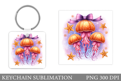 Jellyfish Keychain Design. Jellyfish Keychain Sublimation Product Image 1