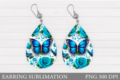 Butterfly Earring Sublimation. Flowers Earring Design Product Image 1