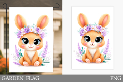 Cute Bunny Garden Flag. Summer Garden Flag Sublimation Product Image 1
