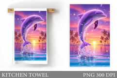 Dolphin Kitchen Towel. Sea Kitchen Towel Design Product Image 1