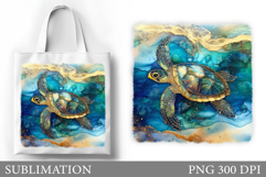 Turtle Tote Bag Sublimation. Sea Sublimation Product Image 1