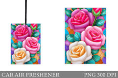 Roses Car Air Freshener. Car Air Freshener Sublimation Product Image 1