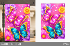 Butterflies Garden Flag. Flowers Garden Flag Design Product Image 1
