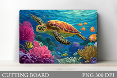 Sea Turtle Cutting Board. Turtle Cutting Board Sublimation Product Image 1