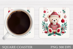 Christmas Bear Coaster Design. Christmas Coaster Sublimation Product Image 1