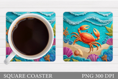 Crab Coaster Design. Sea Coaster Sublimation Product Image 1