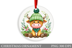 Highland Cow Christmas Ornament. Christmas Ornament Design Product Image 1