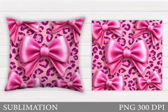 Pink Bows Pillow Design. Pink Bow Sublimation Product Image 1