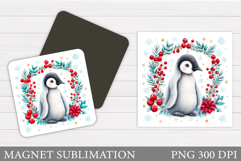 Christmas Magnet Design. Penguin Magnet Sublimation Product Image 1