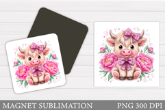 Cute Cow Magnet Design. Cute Cow Sublimation Product Image 1