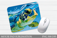 Turtle Mouse Pad Sublimation. Sea Mouse Pad Design Product Image 1