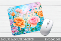Roses Mouse Pad Sublimation. Flowers Mouse Pad Design Product Image 1