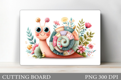 Cute Snail Cutting Board Design. Cute Snail Sublimation Product Image 1