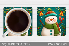 Cute Snowman Coaster Design. Christmas Coaster Sublimation Product Image 1