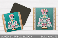 Christmas Tree Magnet Sublimation. Christmas Magnet Design Product Image 1