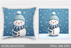 Christmas Snowman Pillow. Christmas Pillow Sublimation Product Image 1
