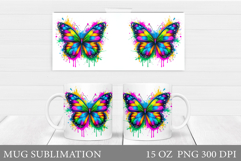Rainbow Butterfly Mug. Colorful Butterfly Mug Design Product Image 1