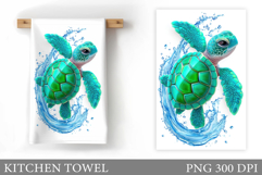 Turtle Kitchen Towel Design. Sea Turtle Sublimation Product Image 1
