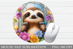 Sloth Round Mouse Pad. Cute Sloth Mouse Pad Design Product Image 1