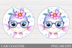 Fish Car Coaster Design. Cute Fish Sublimation Product Image 1