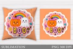 Boo Pillow Design. Halloween Pillow Sublimation Product Image 1