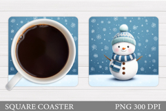Cute Snowman Coaster Design. Christmas Coaster Sublimation Product Image 1