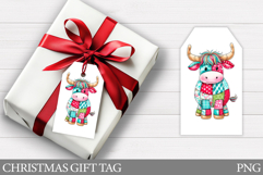 Christmas Gift Tag Design. Christmas Cow Gift Tag Printable Product Image 1