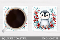 Christmas Penguin Coaster. Cute Penguin Sublimation Product Image 1