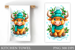 Christmas Cow Kitchen Towel Design. Christmas Kitchen Towel Product Image 1