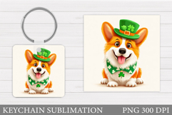 St Patrick Dog Keychain. St Patrick Keychain Sublimation Product Image 1
