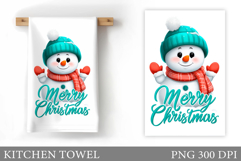 Snowman Kitchen Towel Design. Christmas Kitchen Towel Product Image 1