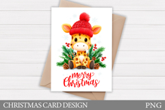 Christmas Giraffe Card Printable. Christmas Card Design Product Image 1