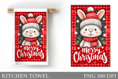 Christmas Bunny Kitchen Towel. Christmas Kitchen Towel Product Image 1
