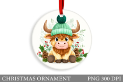 Cute Cow Christmas Ornament. Christmas Ornament Sublimation Product Image 1