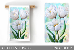 Tulips Kitchen Towel Design. Flowers Kitchen Towel Product Image 1